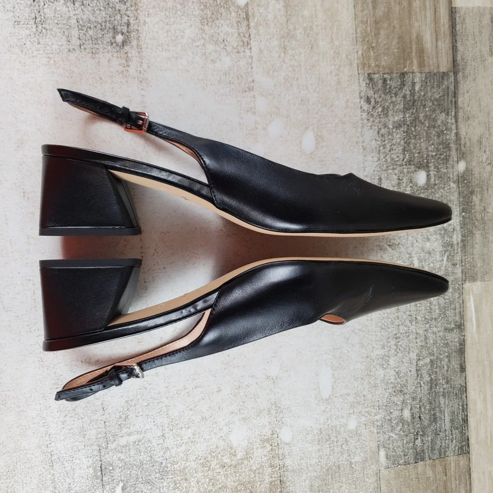 Franco Sarto Jacer Womens Pump Sz 11 M Black Leather Slingback Pointed Toe Block